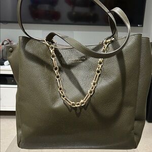 Kate Spade Olive Tote with Gold Chain Accent